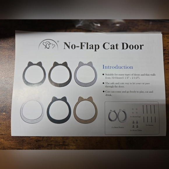 NO-FLAP  Large CAT DOOR Brown Plastic NIB Cat Ears Design New - Picture 4 of 5